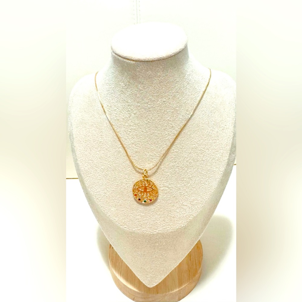 14K Gold-plated Evil Eye Pendant Necklace